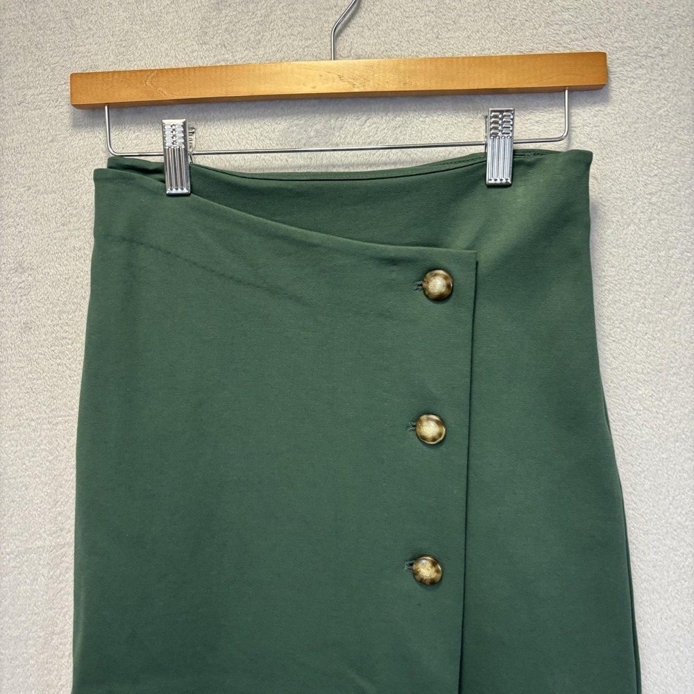 Babaton Aritzia Asymmetrical Button Front Midi Skirt Womens 2 Green Pencil - Picture 3 of 10
